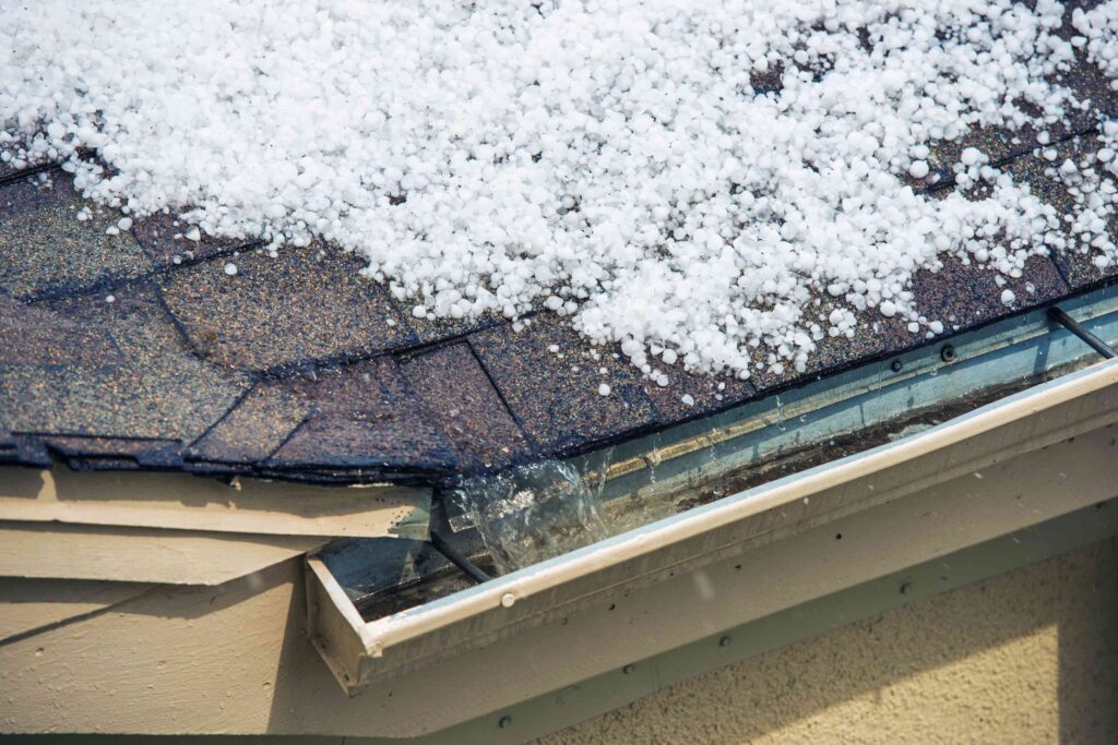 Hail on residential roof.