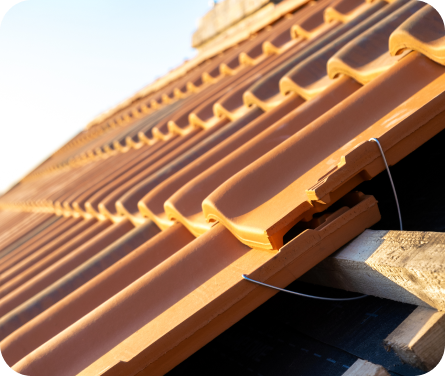 Clay tile roof.