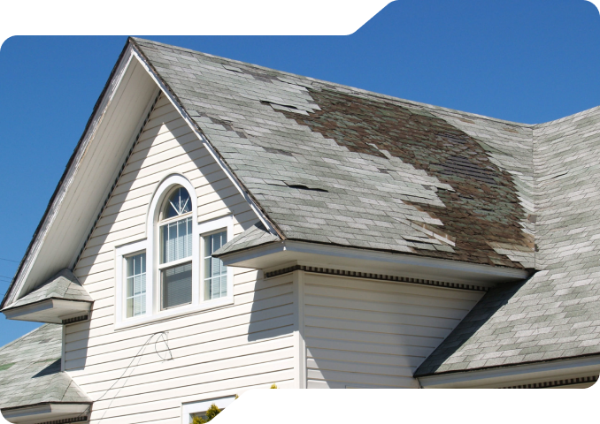 Storm damaged roof.